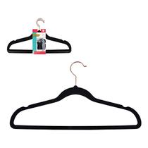 Kit 3 Cabides de Veludo Preto Slim com Gancho Rose Gold Kit 3 Cabides de Veludo Preto Slim com Gancho Rose Gold