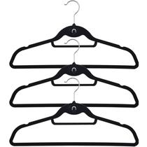 Kit 3 Cabides De Veludo Slim Preto Antideslizante Ultrafino