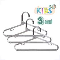 Kit 3 Cabides Infantil Transparente 8mm Reforçado Bebe