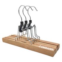 Kit 3 Cabides Madeira Clip Feltro 25cm Saias Anti Amassados