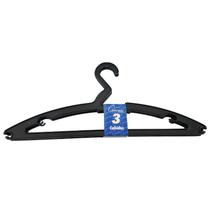 Kit 3 cabides preto plastico Kit 3 cabides preto plastico