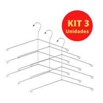 Kit 3 Cabides Triplo Para Camisa Aço Inox Cabideiro