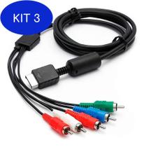 Kit 3 Cabo Av Rca Para Ps2 Ps3 De Alta Qualidade E Durabilidade