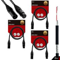 Kit 3 Cabo De Microfone Balanceado Xlr Macho E Femea 1 Metro - Eletrolon