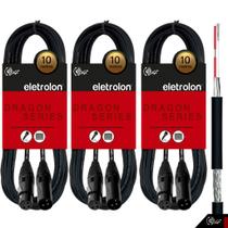 Kit 3 Cabo De Microfone Balanceado Xlr Macho Xlr Femea 10m - Eletrolon Kit 3 Cabo De Microfone Balanceado Xlr Macho Xlr Femea 10m - Eletrolon