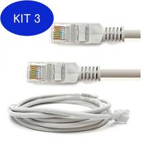 Kit 3 Cabo De Rede Internet 20 Metros Branco Rj45