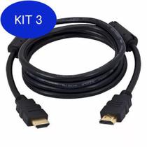 Kit 3 Cabo Hdmi 2.0 3D 4K Full HD Ethernet Com Filtro 5 Metros