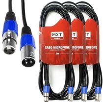 Kit 3 Cabo Microfone Xlr Canon Balanceado Macho Femea 5m Metros