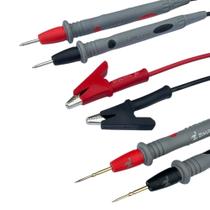 Kit 3 Cabo Multímetro Ponta Ponteira Tradicional Agulha E Jacaré