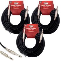 Kit 3 Cabo P10 P10 Mono Guitarra Violão Baixo Cavaquinho Caixa Som Amplificador 10m Metros
