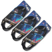 Kit 3 Cabo P10 x P10 3m Instrumento Samurai Roxtone