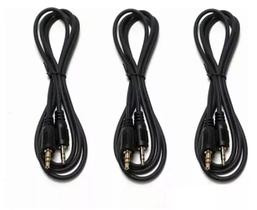 Kit 3 Cabo P2 + P2 Estéreo Pino Ouro 1,5 mts Cor Preto MXT