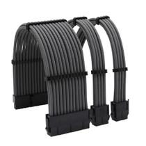 Kit 3 cabo sleeved preto extensor da fonte 1-atx 1-cpu 1-gpu