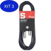 Kit 3 Cabo Stagg Smd3 Midi 5 Pinos High Quality 3M