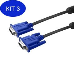 Kit 3 Cabo Vga 5M Monitor Lcd Pc Tv Mb1048 Mbtech