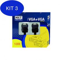 Kit 3 Cabo VGA + VGA Dupla Blindagem c/Filtro 10M
