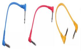 Kit 3 Cabos 30cm P10 Cabo Guitarra Pedal Fonte Pedais