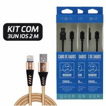 Kit 3 Cabos de Dados Inova Compativel Com Lightning/Iphone 2m Atacado Para Revenda