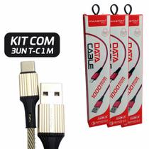 Kit 3 Cabos de Dados T-C 1m Atacado Para Revenda
