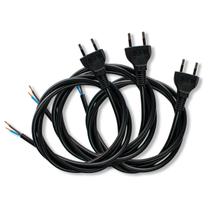 Kit 3 Cabos de Força PVC 2 x 1,5 com Tomada 2P Cor Preto