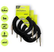 Kit 3 Cabos De Guitarra P10 x P10 Mono 5m MXT 5,8mm