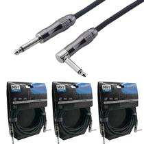 Kit 3 Cabos De Guitarra Violão P10 Blindado 90 Graus Mxt 5m Kit 3 Cabos De Guitarra Violão P10 Blindado 90 Graus Mxt 5m