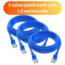 Kit 3 cabos de rede cat6 patch cord 1.5 metros cada Original Furukawa