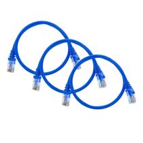 Kit 3 Cabos de rede Cat6 Patch Cord Internet Montado 3m Azul Kit 3 Cabos de rede Cat6 Patch Cord Internet Montado 3m Azul