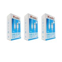 Kit 3 Cabos Lightning Kingo Branco 1M 2.1A P/ Iphone Xs Max