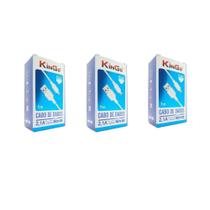 Kit 3 Cabos Micro-Usb V8 Branco Kingo 1M 2.1A Para Galaxy J8