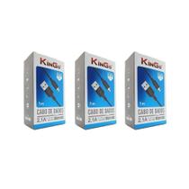 Kit 3 Cabos Micro-USB V8 Kingo Preto 1m 2.1A p/ Moto E6 Plus