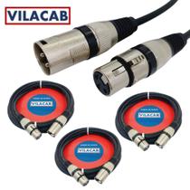 Kit 3 Cabos Microfone Xlr / Dmx Balanceado 2 Metros