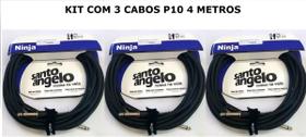 Kit 3 Cabos Ninja Guitarra Violao Santo Angelo P10 15ft 4,57 c/nf