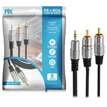 Kit 3 cabos p2st+2rca 2m - cabo p2 estereo x 2 rca macho - pix