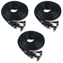 Kit 3 Cabos Rca 5 Metros Kx3 Mono Blindado Som Automotivo