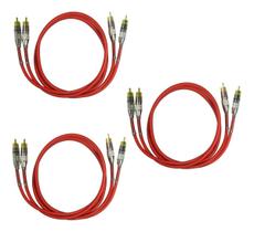 Kit 3 Cabos Rca Blindado 1 Metro S400 Vermelho