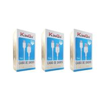 Kit 3 Cabos Usb-C Kingo Branco 1M 2.1A Para Moto G9 Play