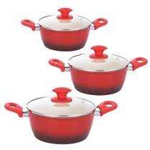 Kit 3 Caçarola Indução Cerâmica Rubi 3,7Mm 20, 22 E 24Cm