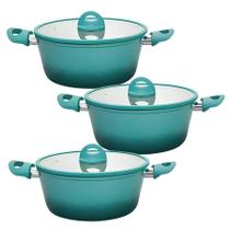 Kit 3 Caçarola Panela De Indução Antiaderente 24cm Miami Verde