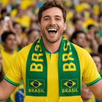 Kit 3 Cachecol Do Brasil 2026 Unissex Futebol Copa Do Mundo Tamanho Único Lenço Verde Amarelo