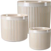 Kit 3 cachepô decorativo vaso home&co cerâmica bege Kit 3 cachepô decorativo vaso home&co cerâmica bege
