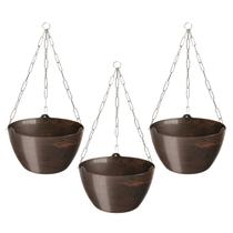 Kit 3 Cachepo Elegance Cuia 01 Grande 4 Litros Suspenso Para Vaso e Planta Pendente Cachepot Minimalista + Corrente Haste 44 cm - Nutriplan