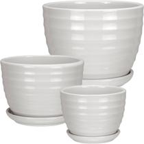 Kit 3 cachepô vaso decorativo planta home&co cerâmica branco Kit 3 cachepô vaso decorativo planta home&co cerâmica branco
