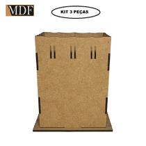 Kit 3 Cachepot Borda Ondulada Passa Fita G 12x12x15 Laser Mdf Madeira