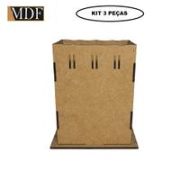 Kit 3 Cachepot Borda Ondulada Passa Fita P 7x7x10 Laser Mdf Madeira