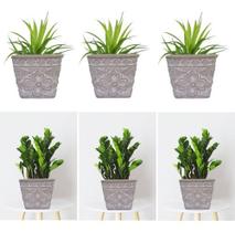 Kit 3 Cachepot Cimento Floral Jardim Suculenta 16 X 16