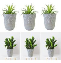 Kit 3 Cachepot Cimento Redondo Flores Jardim 24 X 18