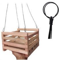 Kit 3 Cachepot Quadrado 20x20 Rústico + 3 Haste Arame Preto