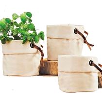 Kit 3 Cachepots Com Detalhes Em Couro E Ilhóses Kit 3 Cachepots Com Detalhes Em Couro E Ilhóses