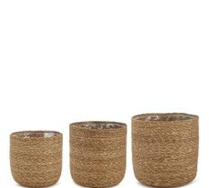 Kit 3 cachepots em fibra natural Kit 3 cachepots em fibra natural